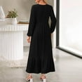thumbnail image 3 of Women's Lantern Long Sleeve Ribbed Knit Sweater Dress Casual Crew Neck High Waisted Long Dresses A-Line Ruffle Hem Flowy Dresses, 3 of 6