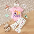 thumbnail image 2 of TAIAOJING Infant Girls Short Sleeve Easter Prints Romper Bodysuit Pants Headbands Outfits Sets, 2 of 7