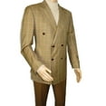 thumbnail image 4 of Men's Mono Double Breasted Blazer Super 180s Wool 1523-05 Camel Brown Plaid, 4 of 8