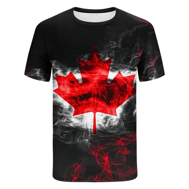 Mens Canada T Shirts Canadian Flag Short Sleeve Maple Tee Top Crewneck Canada Golf Shirt