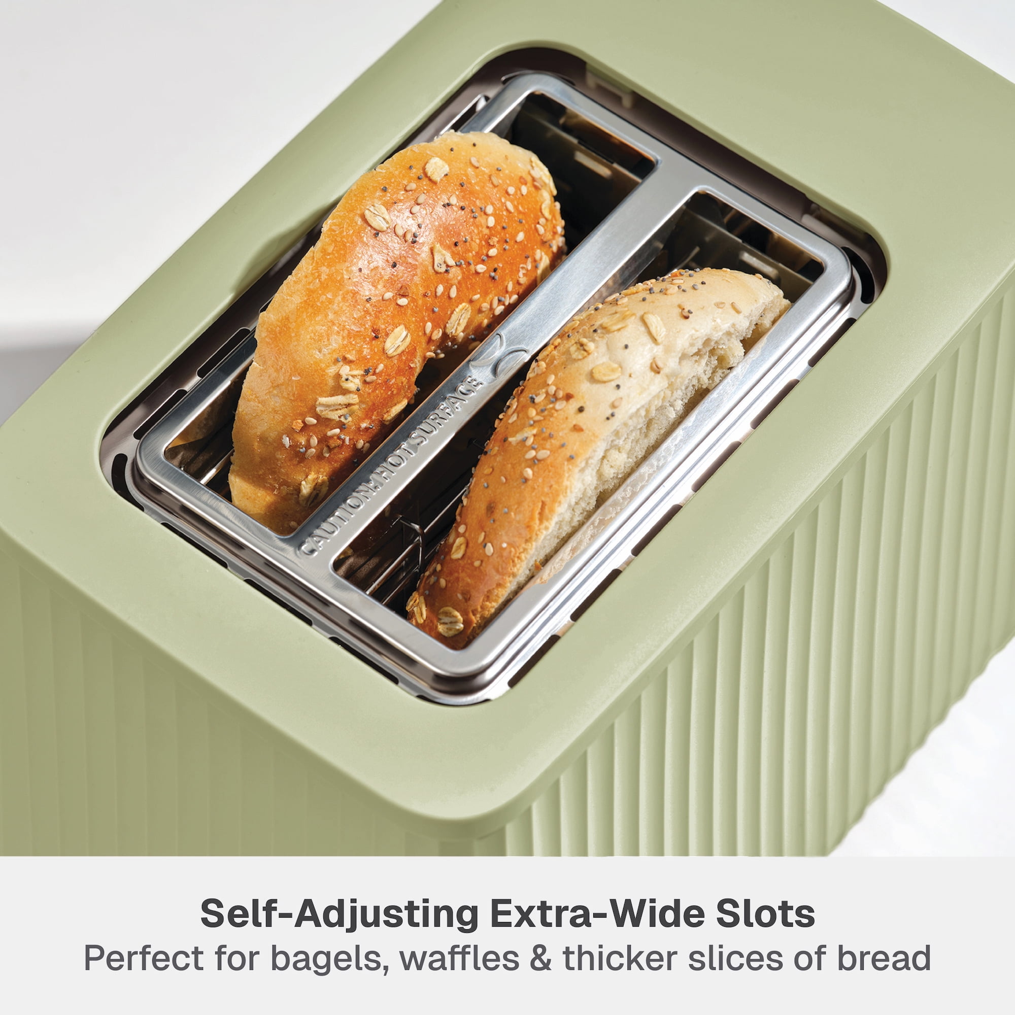 Thyme & Table 2-Slice Toaster, Extra-Wide Slots with Removable Crumb Tray, Eucalyptus Green
