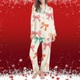 thumbnail image 2 of successthop Bow Pajamas Womens Long Sleeve Lapel Button Down Sleepwear and Pj Pant Comfortable Nightwear with Pockets L, 2 of 7