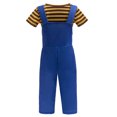 thumbnail image 2 of Funny Cartoon Blue Overalls and Short Sleeve T Shirt Cosplay Costume Set Striped Jumpsuit for Halloween Dress Up, 2 of 10