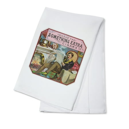 Extra Cigars - Something Extra Brand Cigar Outer Box Label (100% Cotton Kitchen Towel)