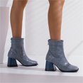 thumbnail image 4 of Wyzesi Snow Boots for Dogs with Straps Ladies Fashion Leather Back Zipper Square Toe High Heel Booties, 4 of 9