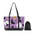 thumbnail image 7 of FORMRS Canvas Laptop Tote Bag for Women with 15.6" Computer Compartments Shoulder Handbag, Purple Halloween Pattern, 7 of 7