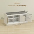 thumbnail image 3 of HOMCOM Shoe Bench with Rattan Doors, Cushion, Entryway Shoe Storage, White, 3 of 10
