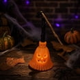 thumbnail image 4 of Hyknon Halloween Pumpkin Broom Hanging Light, Battery Operated Mini Witch Broom Lamp, Jack O Lantern Hanging Ornament, Indoor Mantel Atmosphere Pumpkin Face Broom Light for Halloween Party Decor（ G ), 4 of 7