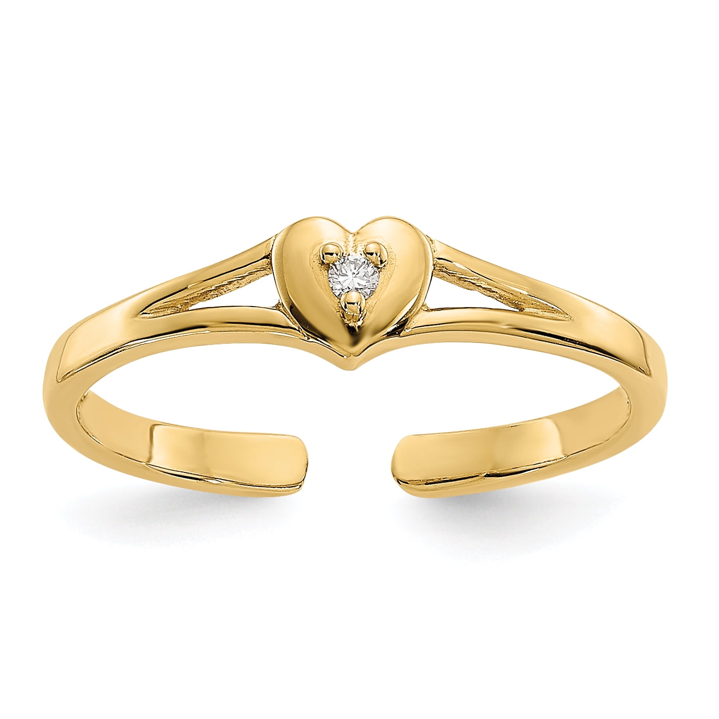 Primal Gold 14 Karat Yellow Gold .01ct Diamond Heart Toe Ring
