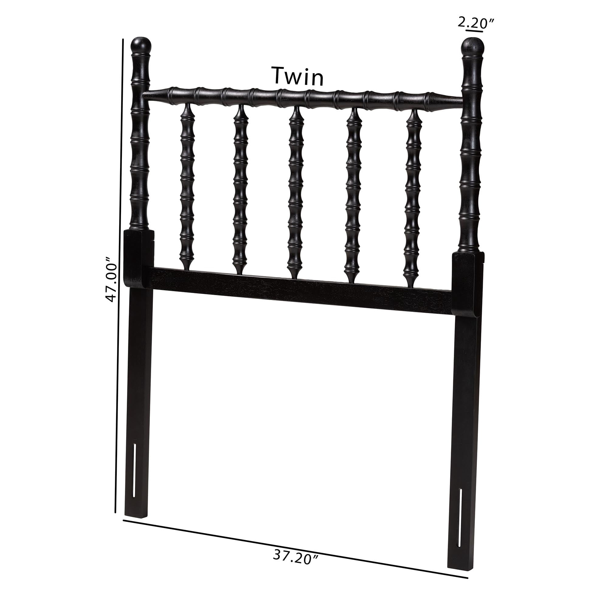 Baxton Studio Edaline Traditional Headboard, Twin, Black
