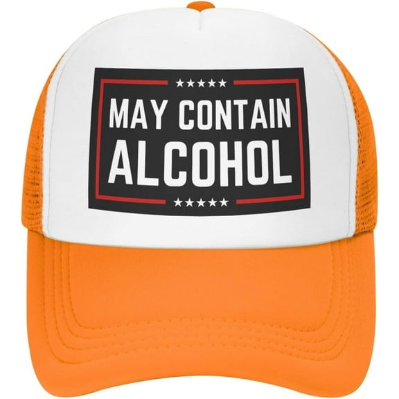 May Contain Alcohol Mesh Hat Women Men Trucker Hat Baseball Cap Dad Hat Black