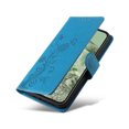thumbnail image 4 of Designed for Google Pixel 8A Case Wallet,Women Flip Folio Cover with Butterfly & Flower Embossed PU Leather Stand Credit Card Holders Slots Wrist Strap Shockproof Phone Case,Blue, 4 of 11