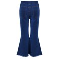 thumbnail image 2 of JanJean Kid Girls Youth Junior Denim Jeans Bell Bottom Flare Pants High Waist Wide Leg Ruffled Dark Blue 4, 2 of 6