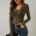 thumbnail image 6 of Women's Floral Embroidery Eyelet Lace Crew Neck Long Sleeve Top, 6 of 9