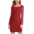 thumbnail image 2 of Tranfacy Robe d'Été pour Filles, Enfants, Manches Longues, Couleur Unie, Col Rond, Robe Décontractée Trapèze pour Préados, 2 of 6