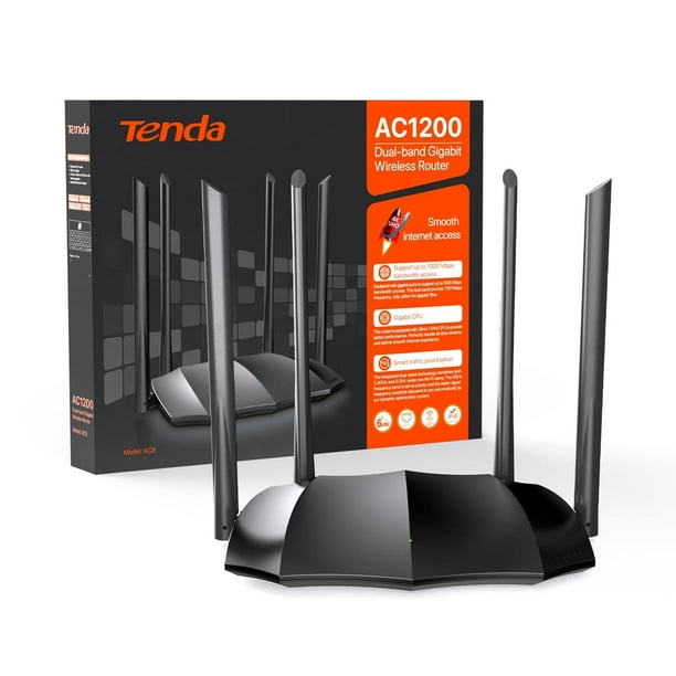 Router Inalámbrico Tenda AC8 AC1200 Doble Banda con Antenas Externas Gigabit y Modo Punto de Acceso