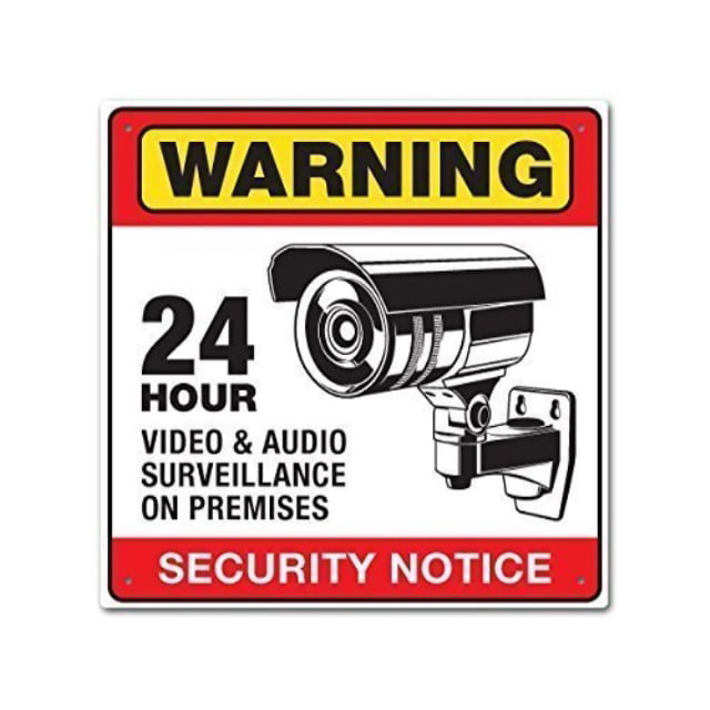 Warning 24 Hour Video Audio Security Surveillance Camera Sign. Prevent