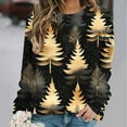 thumbnail image 5 of asdoklhq Christmas Womens Fall Tops 2024 Women Christmas Christmas Tree Print Loose Round Neck Sweatshirt Long Sleeved Top Hooded Sweatshirt Multicolor M, 5 of 6