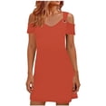 thumbnail image 2 of Disamer Sundresses for Women Beach Vacation 2026 Spring Cover Ups Short Sleeve T Shirt Dress Cold Shoulder Summer Dresses, 2 of 6