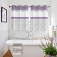 thumbnail image 3 of Purple Grey Kitchen Curtains Short 54 Inch Length, Chic Garden Floral Stripe Aesthetic Flower Grommet Top Bedroom Living Room Curtains, Light Filtering Cafe Curtain Drapes 2 Panels Set 84''x54'', 3 of 9