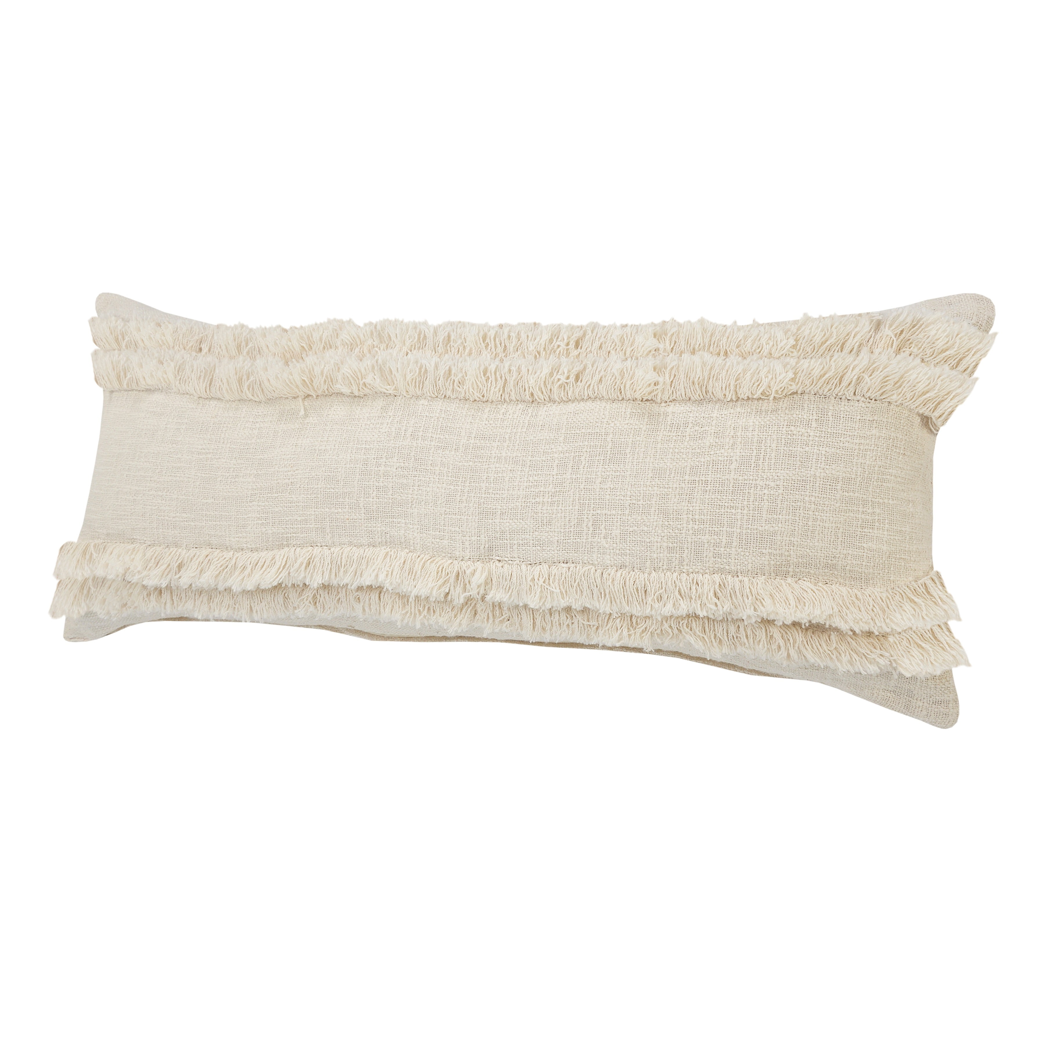 Ox Bay Sindy 14" x 36" Cream Striped Shag Cotton Adult Decorative Throw Pillow Cover