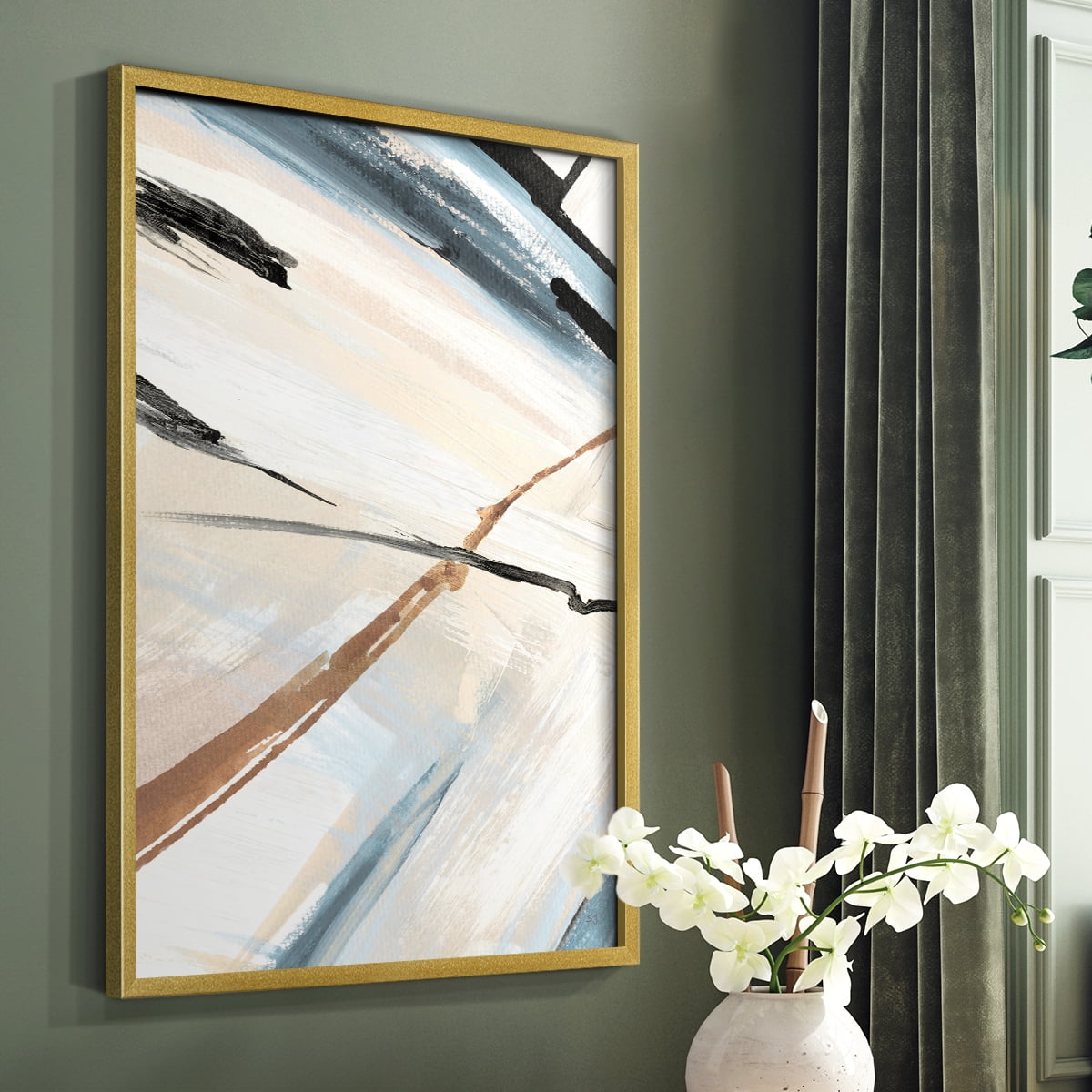 Dancing Wind Revisit II Framed Print in Gold Solid Wood Framed Print No Nail Hanging