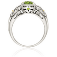 thumbnail image 3 of 925 Sterling Silver Vintage Cushion-Cut Green Peridot Ring Gemstone Band, 3 of 10