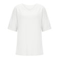 thumbnail image 2 of TIHLMK Women Tops and Blouses Women's Casual V-Neck Half Sleeve Solid Loose Shirt Blouse Tops White, 2 of 9