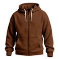 thumbnail image 4 of Mens Waffle Hoodies Zip Up Oversized Long Sleeve Hooded Jacket Drawstring Hooded Cardigan Casual Fall Winter Streetwear Daily Wear, 4 of 5