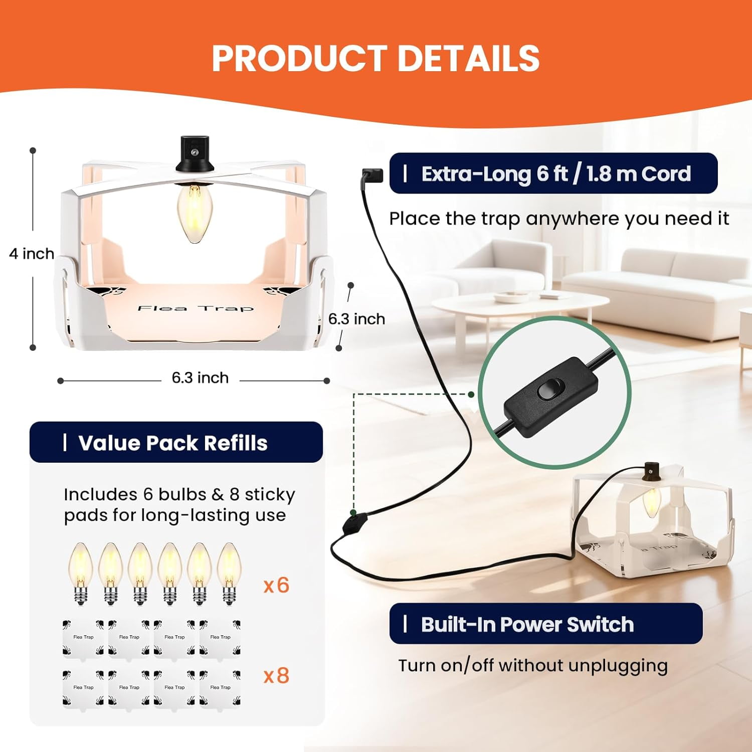 2 Pack Flea Traps for Inside Your Home, Indoor Electric Pest Control, Safe for Kids & Pets, Sticky Traps, Flying Insect Trap, Fruit Fly Trap