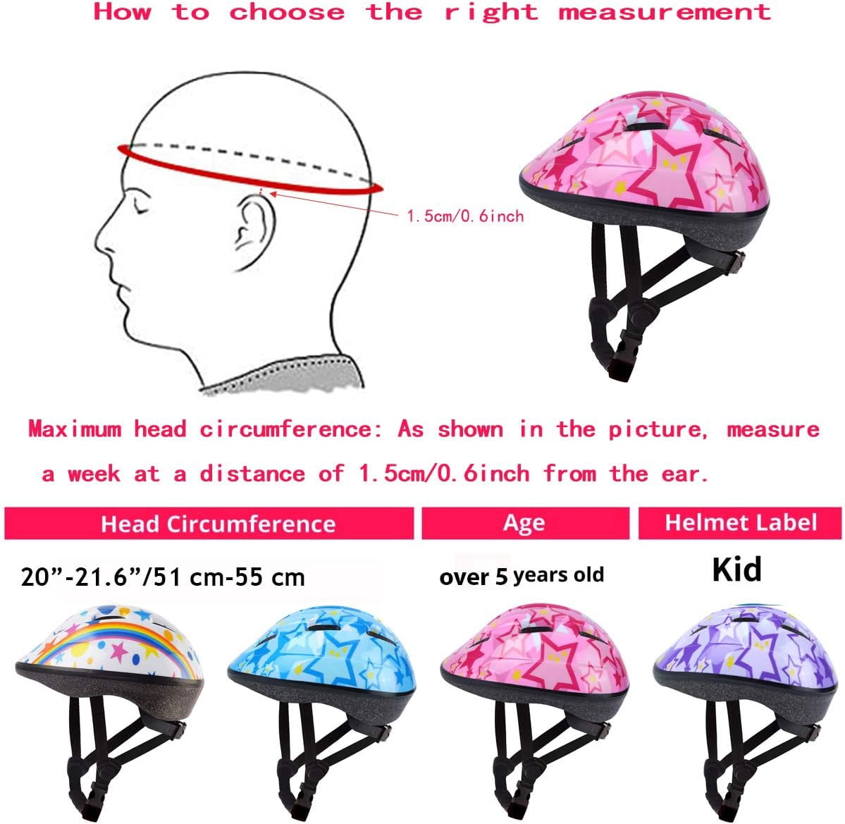 YouLoveIt Children Bike Helmet Children Sport Protective Gear Set with Knee Pads Elbow Pads Wrist Guards Youth Skateboard Helmet For Boys Girls Toddler Helmet