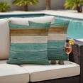thumbnail image 5 of Outdoor Pillow Covers Pack of 2, Vintage Plank Turquoise Brown Waterproof Throw Pillowcase Cushion Cases, Farmhouse Wood Grain Decorative Pillow Cover for Couch Sofa Home Bed Patio, 5 of 9