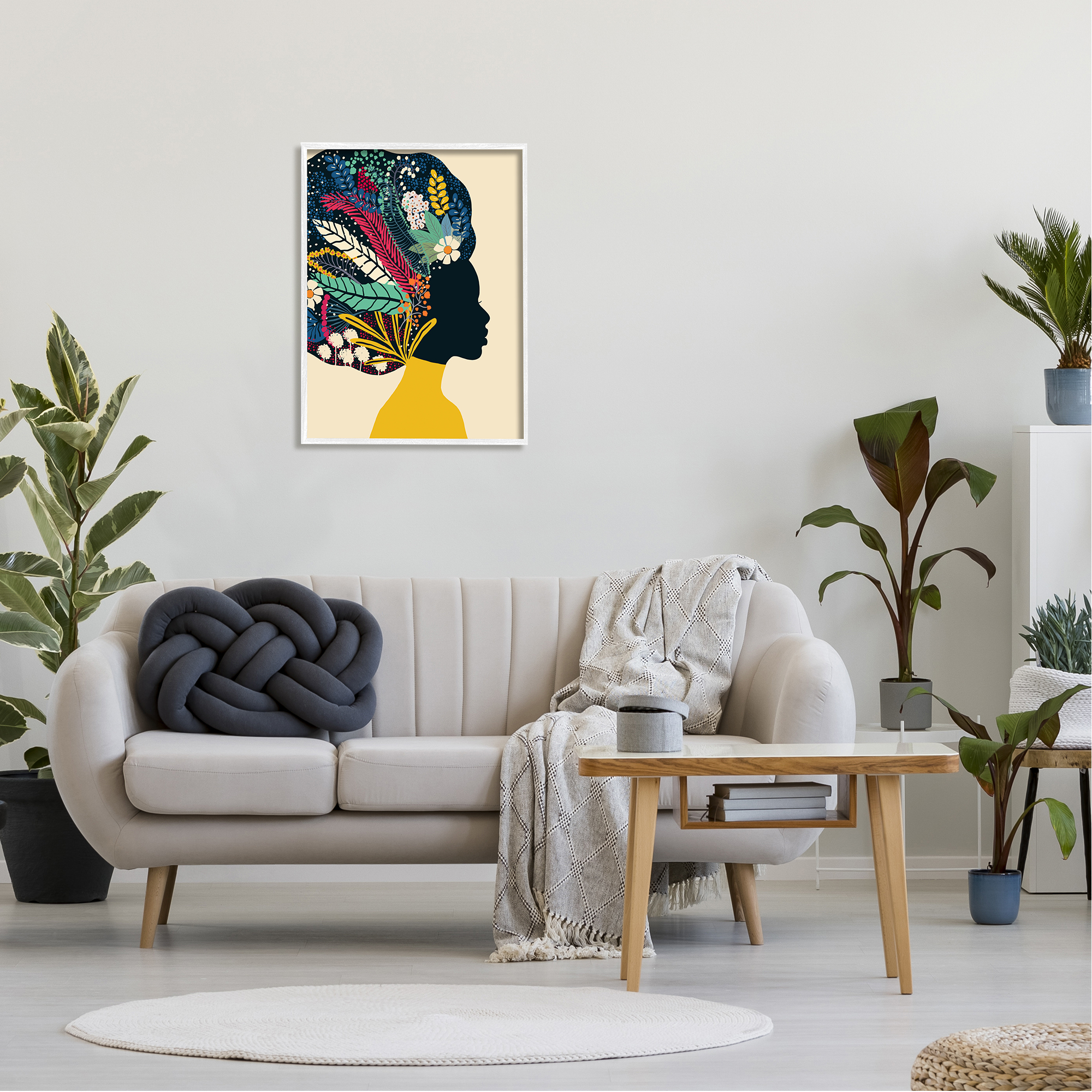 Stupell Industries Bold Woman Botanical Blooms Motif Yellow Accent Framed Wall Art, Design by Ioana Horvat