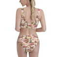 thumbnail image 3 of Vsdgher Womens High Waisted Bikini Sets Two Piece Swimsuit Rose Flowers Print Tummy Control Bathing Suit-, 3 of 8
