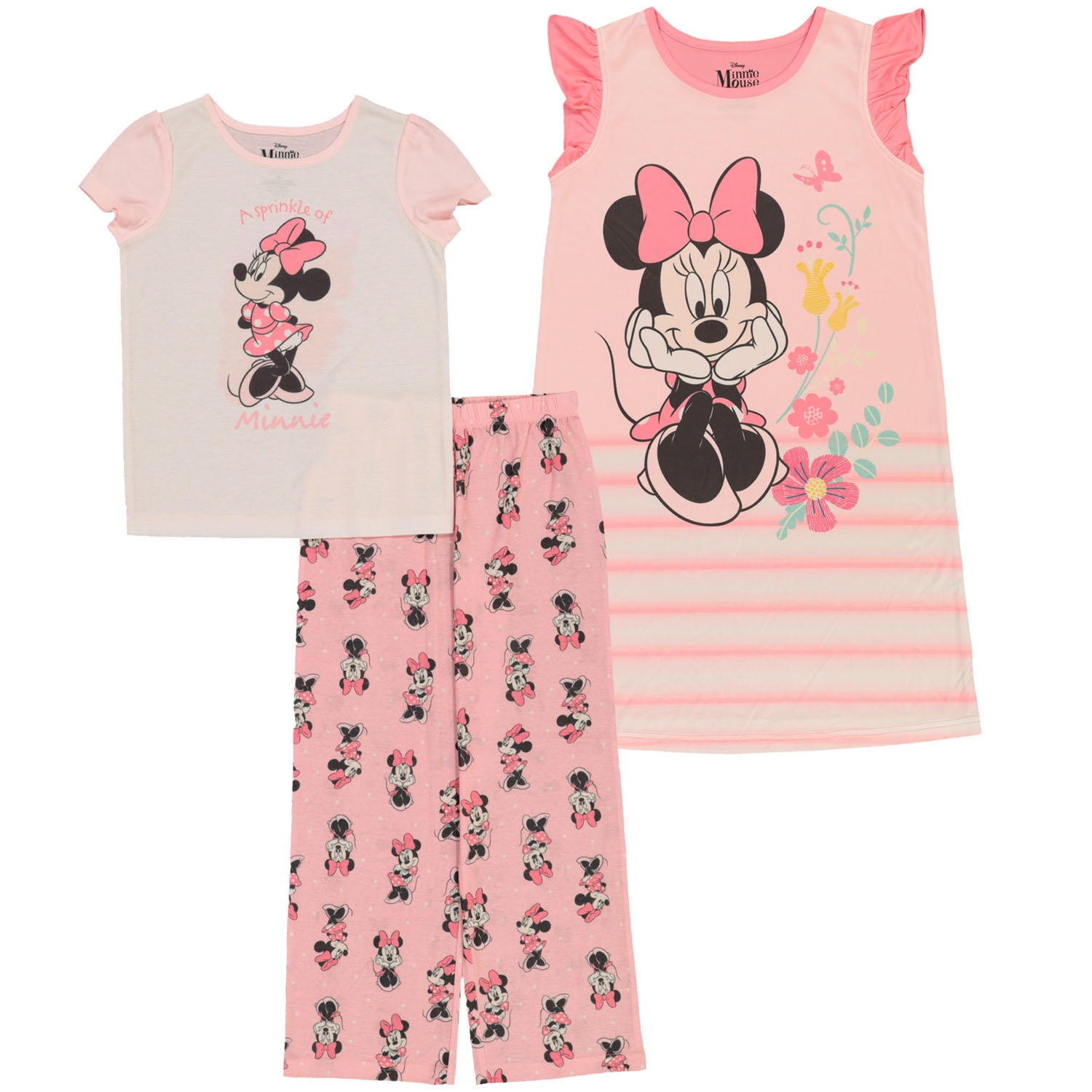 Disney Jr Girls Minnie Mouse 3 Piece Sleep Set 8 - Walmart.com