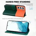 thumbnail image 4 of Feishell Cute Animal Pattern Wallet Phone Case for Samsung Galaxy S22,Color Matching PU Leather Shockproof Magnetic Flip Stand Credit Card Slots Slim Phone Case with Wrist Strap, Darkgreen, 4 of 8