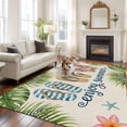 thumbnail image 3 of Enjoy Summer Beach Slippers Washable Living Room Rugs 5'x8', Ocean Flower Palm Leaf Starfish Linen Low Pile Throw Large Area Rug Non-Slip Sturdy Edge Binding Carpet for Living Room Kitchen Office, 3 of 9