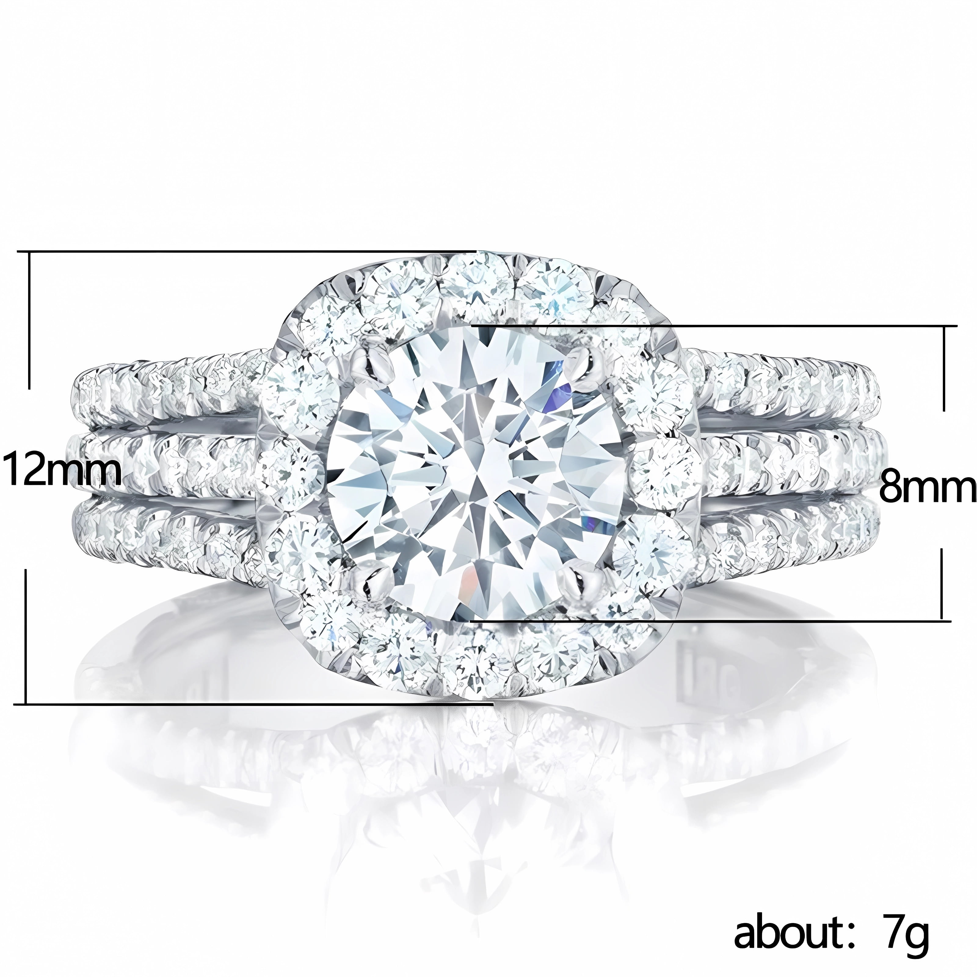 925 Sterling Silver Moissanite Engagement Rings for Women Halo Cubic Zirconia Wedding Promise Ring for Her Size 6-10