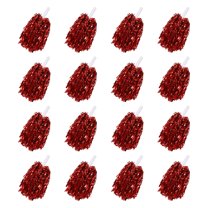Uxcell 18Pcs Cheerleading Pom Poms with Baton Handle for Game Sports, Red