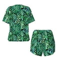 thumbnail image 5 of Naloa Monstera Leaves Women's Short-Sleeved Pajama Set, Loungewear, Summer pajamas, Breathable Cozy - Medium, 5 of 9