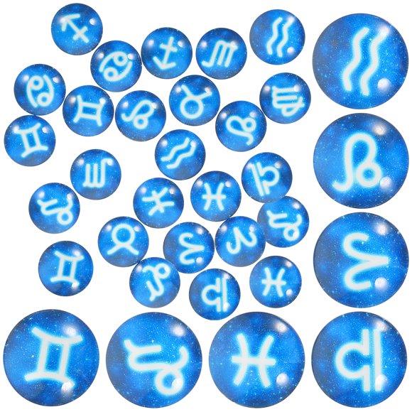 Shisuyan 20 Pcs Cabochons en Verre Motif Signe du Zodiaque pour Fabrication de Bijoux, Artisanat, Porte-Clés et Plus