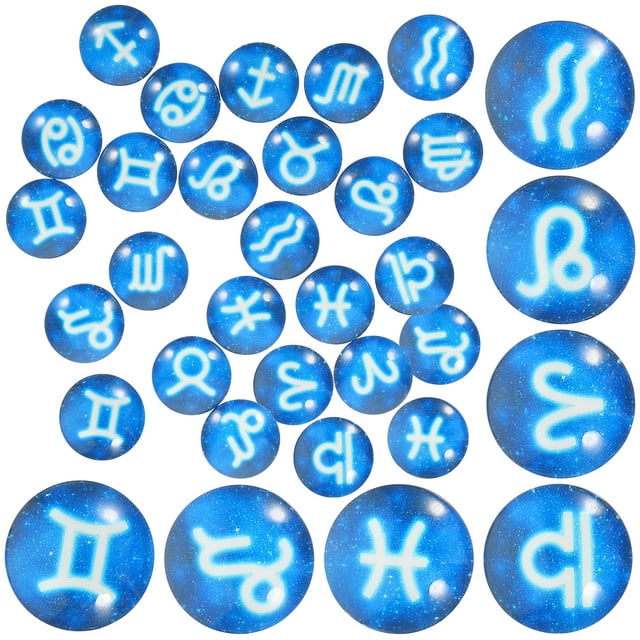 20 Pcs Cabochons Motif 12 Constellations Signe du Zodiaque Dôme en Verre Plat