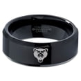 thumbnail image 2 of Tungsten Growling Grizzly Black Bear Band Ring 8mm Men Women Comfort Fit Black Beveled Edge Polished, 2 of 4