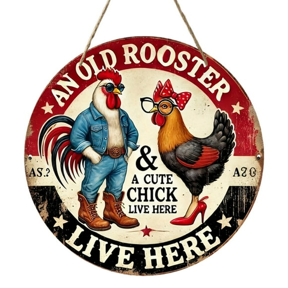 Vintage Round Wooden Wall Plaque Hand Crafted Animal Themed Hanging Decor For Nursery Cabin & Farmhouse (6 Inch Diameter Natural Wood Grain)