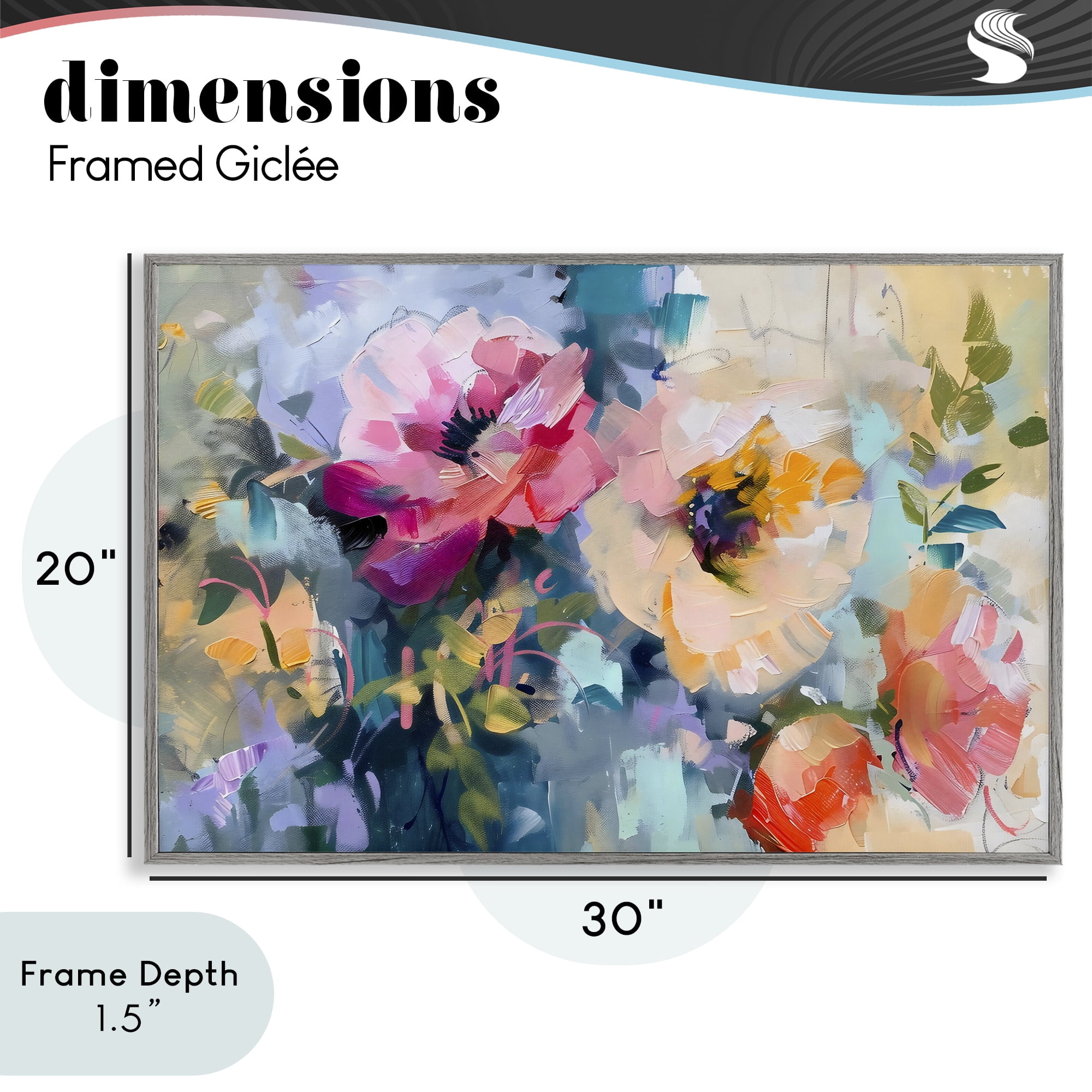 Stupell Industries Vibrant Florals Brushed Abstract Gray Framed Giclee Art, design by Creative Studio