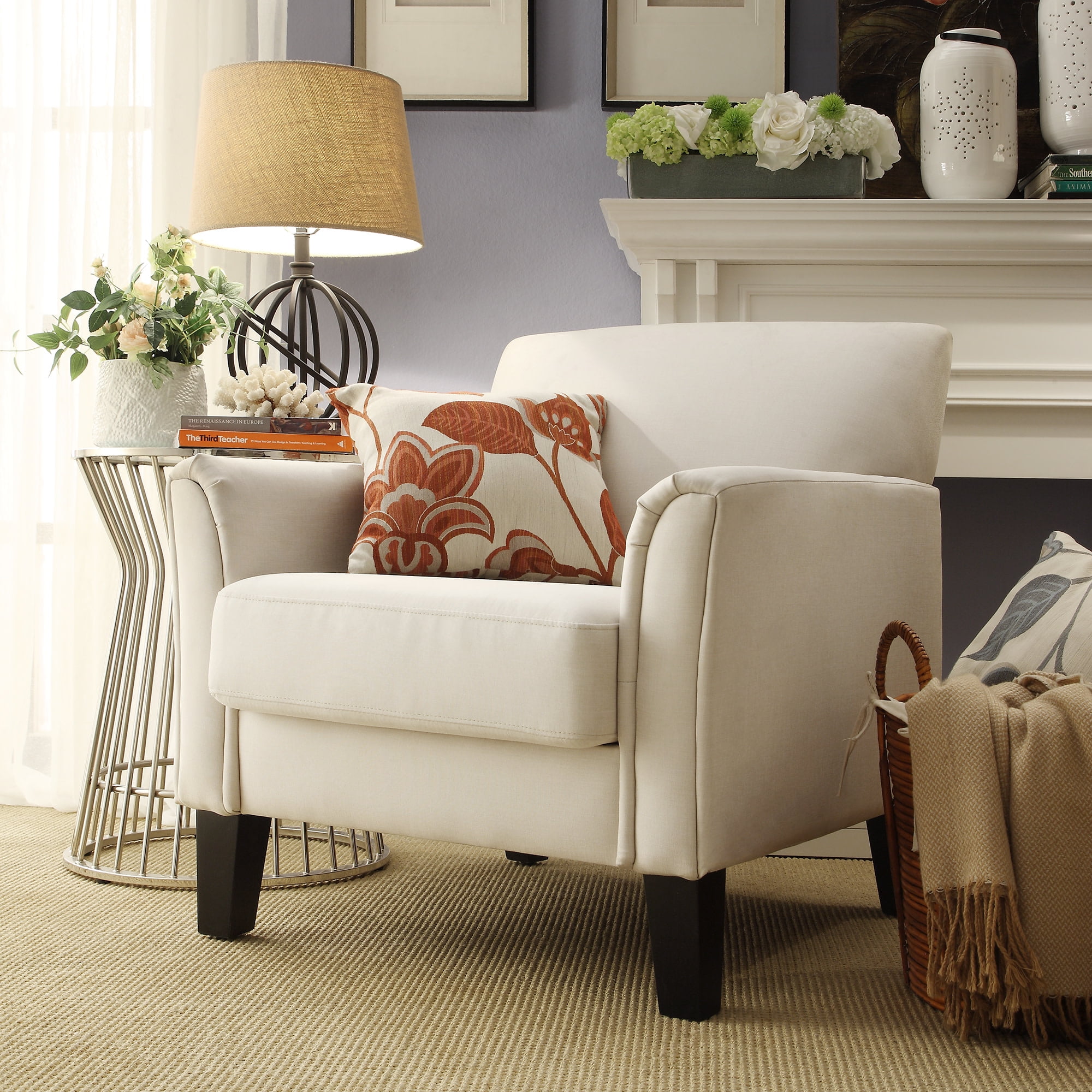 Weston Home Tribeca Living Room Upholstered Accent Club Chair, Cream
