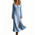 thumbnail image 2 of Women's Casual Long-Sleeve Button Front Dress, 2 of 7