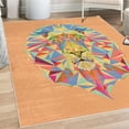 thumbnail image 1 of Zoo Decorative Rug, Colorful Animals Geometric Diamond Face Lions Mane Safari Wildlife Theme Image, Quality Carpet for Bedroom Dorm and Living Room, 6 Sizes, Salmon, by Ambesonne, 1 of 4
