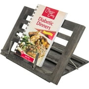 MyGift Adjustable Cookbook Stand, Rustic Dark Gray Wood