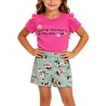 thumbnail image 6 of Mifsaly Toddler Girls 2 Piece Summer Outfits Cold Shoulder Short Sleeve Graphic T-Shirts with Appliques and Floral Shorts, 6 of 6